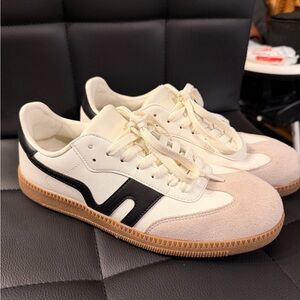 Stylish White and Black Sneakers